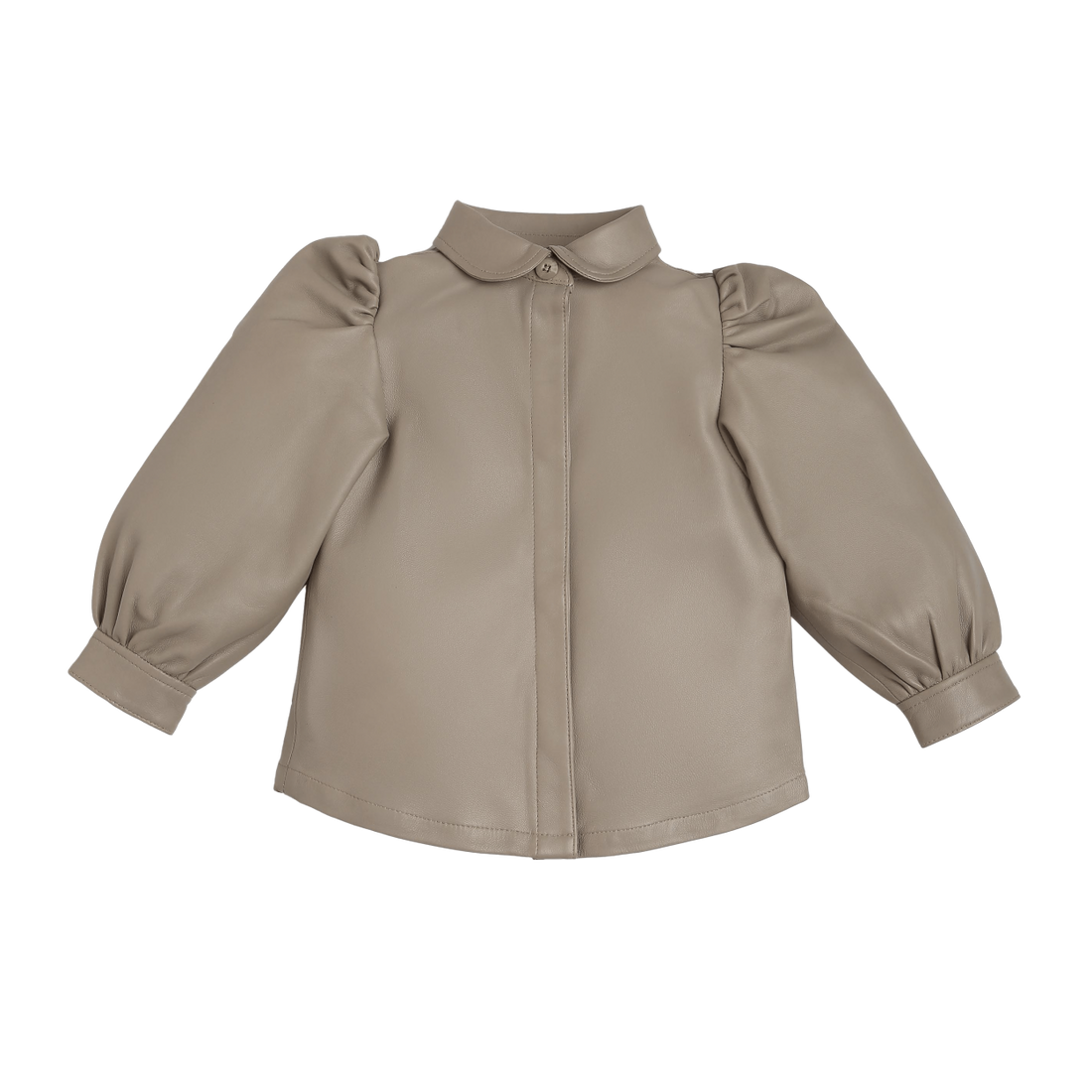 Boa Leather Blouse | Grey Beige Leather