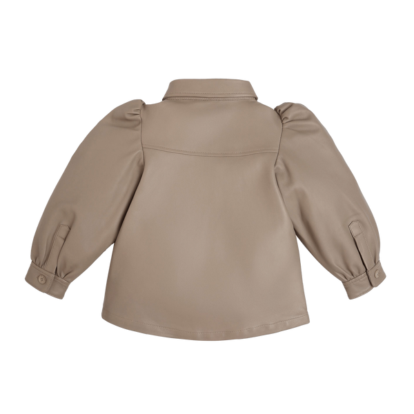 Boa Leather Blouse | Grey Beige Leather