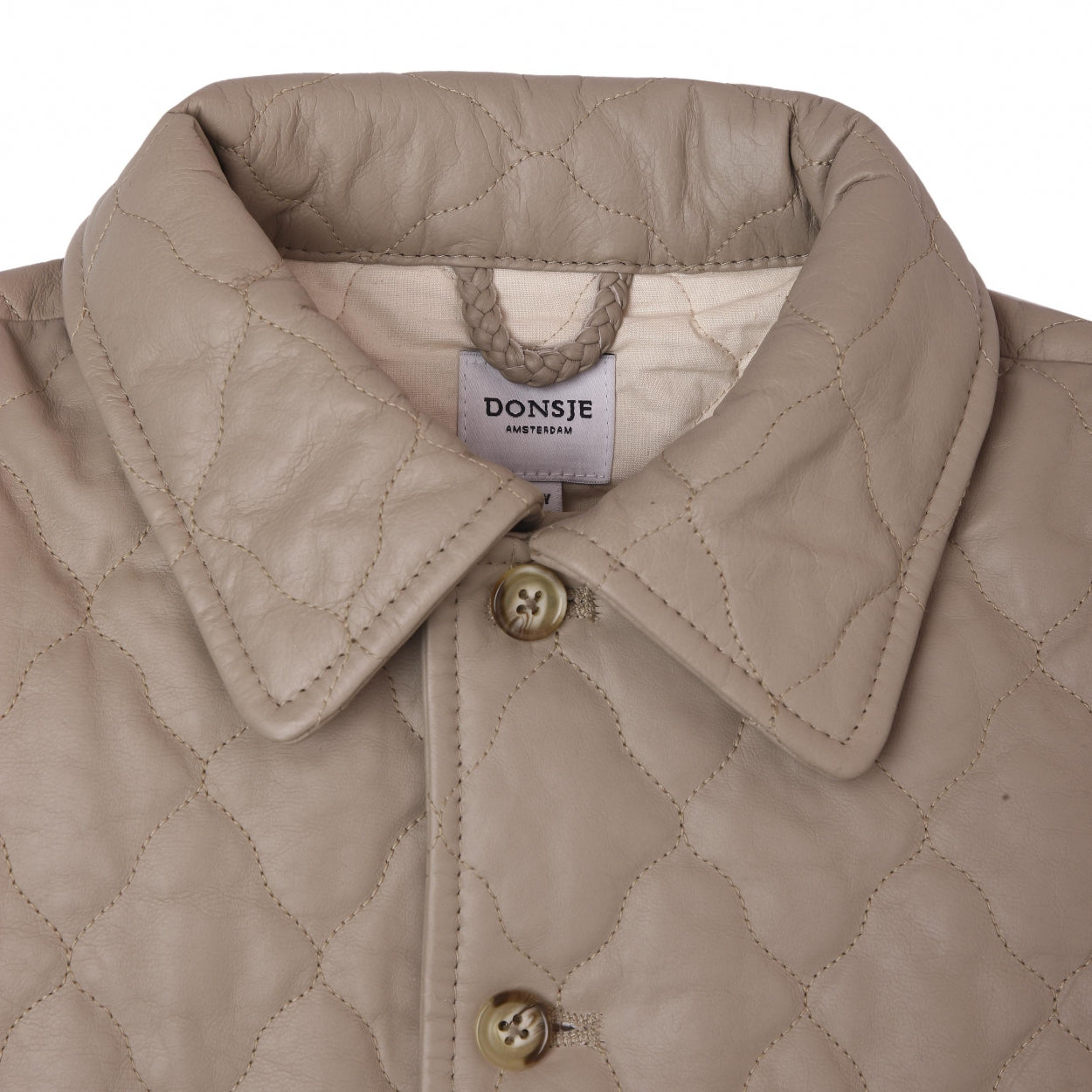 Rius Leather Jacket | Grey Beige Leather