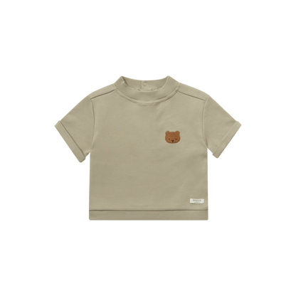 Jarne T-shirt | Bear | Dusty Green