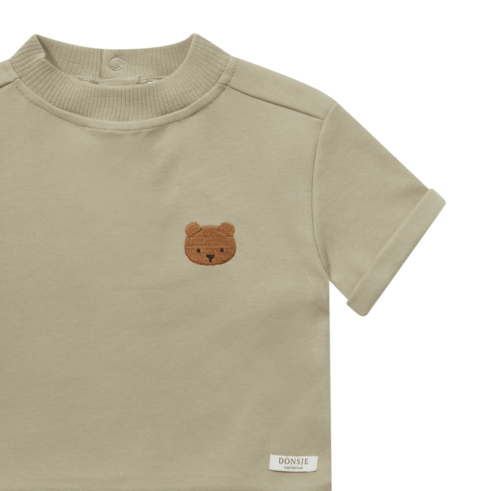 Jarne T-shirt | Bear | Dusty Green
