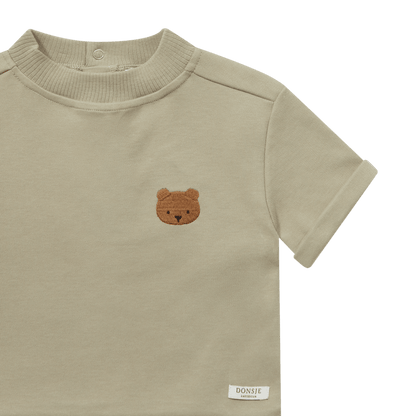 Jarne T-shirt | Bear | Dusty Green