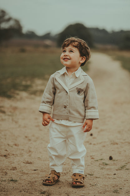 Quirijn Linen Blazer | Festive Koala | Soft Taupe
