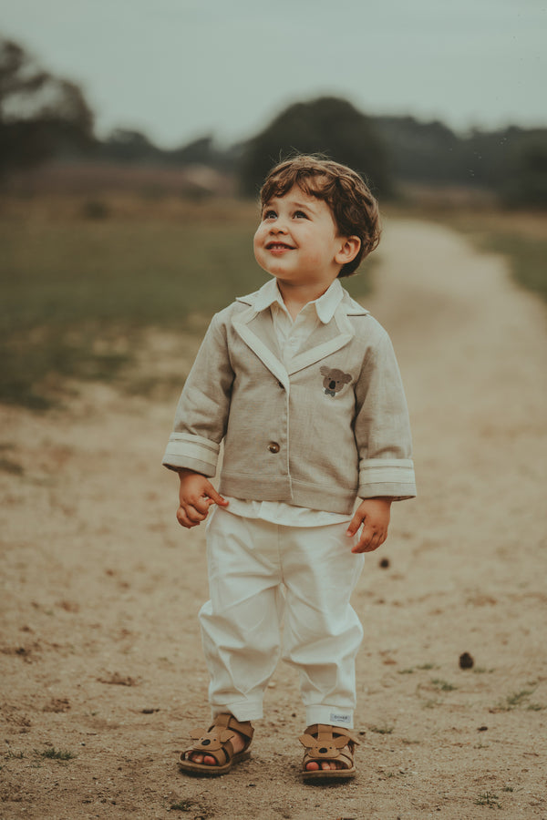Quirijn Linen Blazer | Festive Koala | Soft Taupe