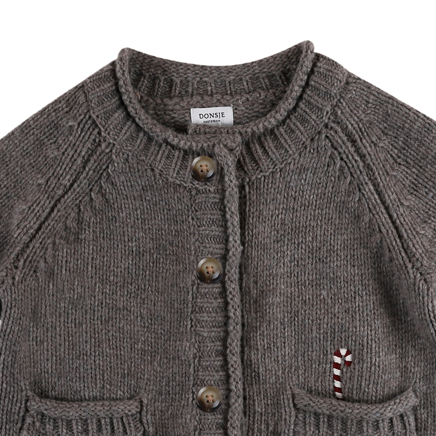 Bieka Cardigan | Candy Cane | Dark Taupe Melange