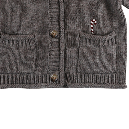 Bieka Cardigan | Candy Cane | Dark Taupe Melange