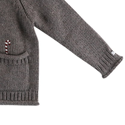 Bieka Cardigan | Candy Cane | Dark Taupe Melange