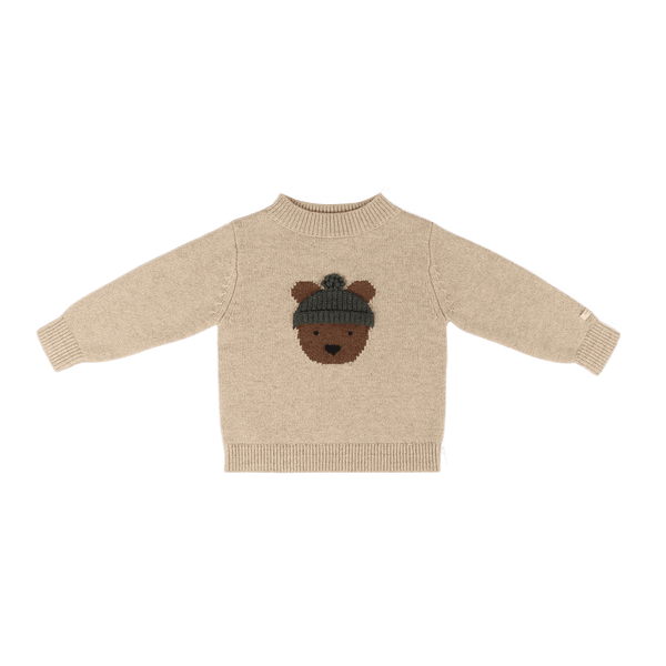Denn Merino Wool Sweater | Bear | Biscotti Melange