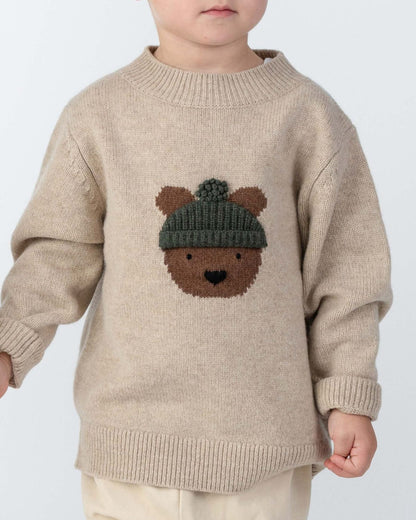 Denn Merino Wool Sweater | Bear | Biscotti Melange
