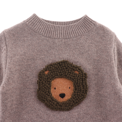 Denn Merino Wool Sweater | Leo | Dark Taupe Melange