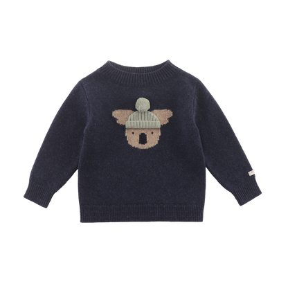 Denn Merino Wool Sweater | Koala | Blue Marine Melange