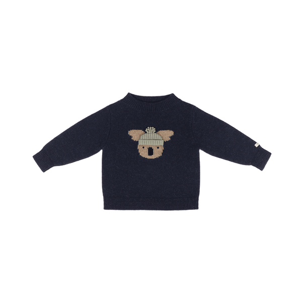 Denn Merino Wool Sweater | Koala | Blue Marine Melange