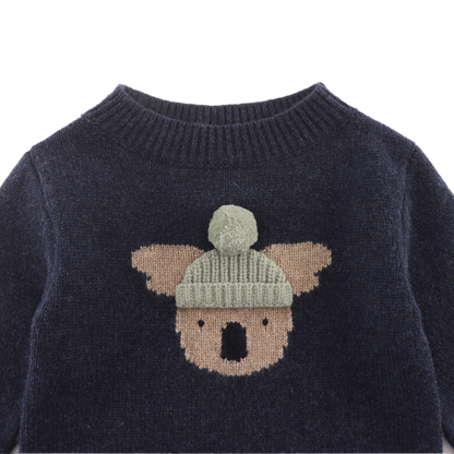 Denn Merino Wool Sweater | Koala | Blue Marine Melange