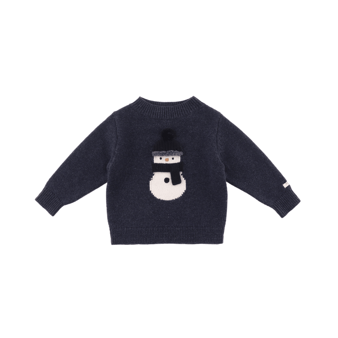 Denn Merino Wool Sweater | Snowman | Blue Marine Melange