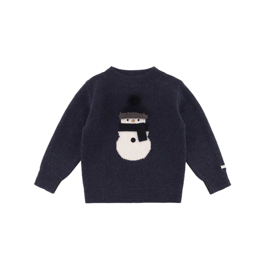 Denn Merino Wool Sweater | Snowman | Blue Marine Melange