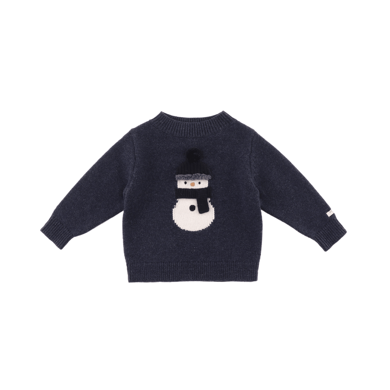 Denn Merino Wool Sweater | Snowman | Blue Marine Melange