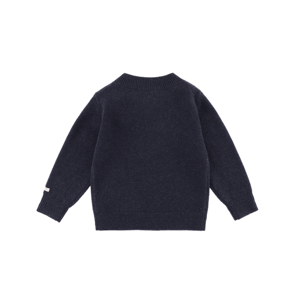 Denn Merino Wool Sweater | Snowman | Blue Marine Melange