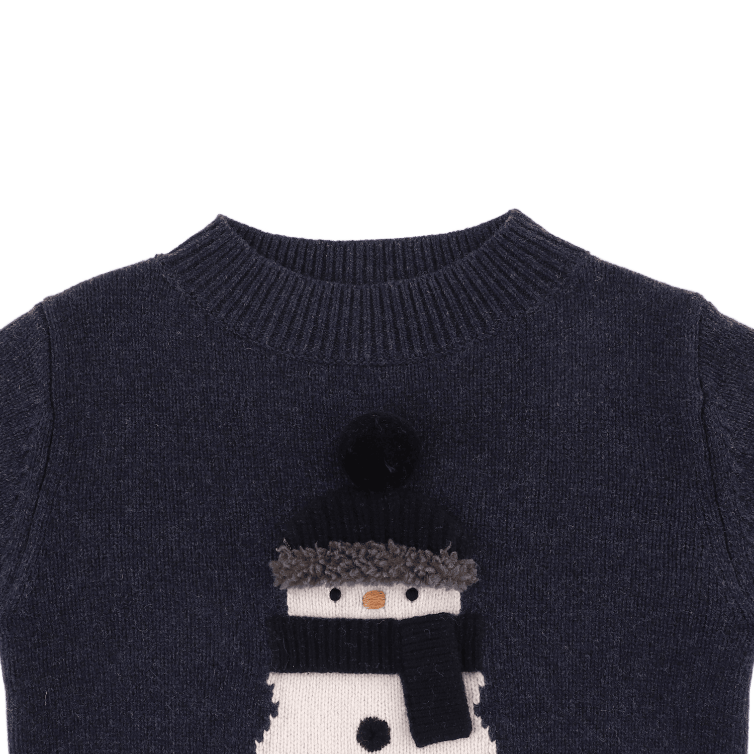 Denn Merino Wool Sweater | Snowman | Blue Marine Melange