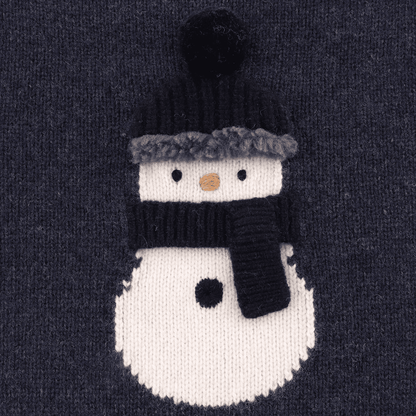 Denn Merino Wool Sweater | Snowman | Blue Marine Melange