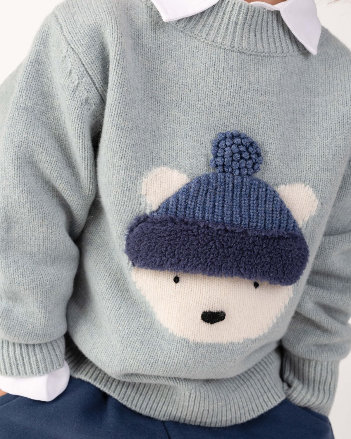 Denn Merino Wool Sweater | Polar Bear | Cloud Blue Melange