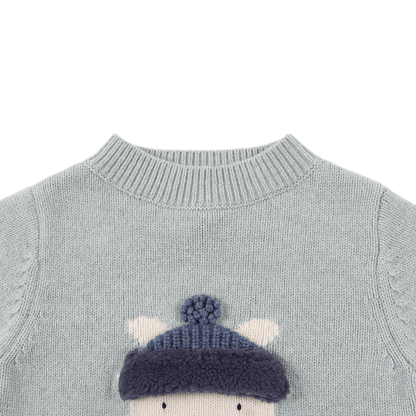 Denn Merino Wool Sweater | Polar Bear | Cloud Blue Melange