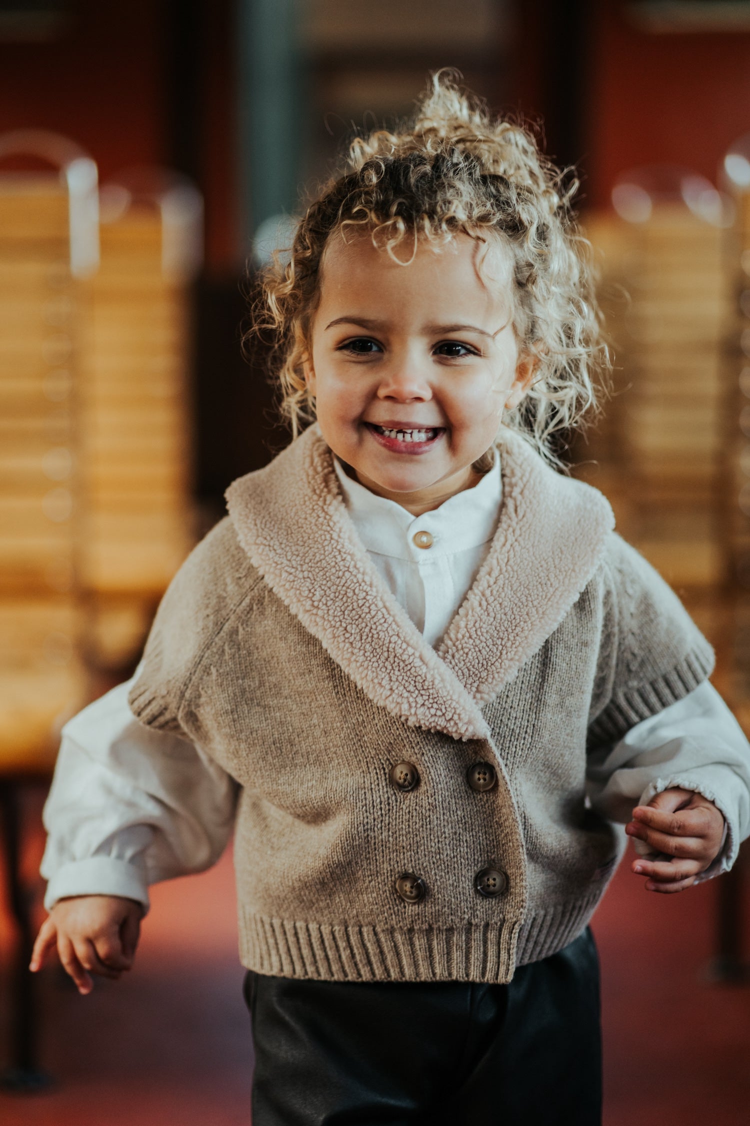 Nannie Merino Wool Waistcoat Milk Chocolate Melange