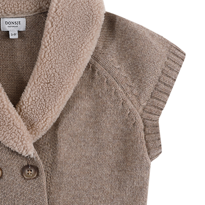 Nannie Merino Wool Waistcoat | Milk Chocolate Melange