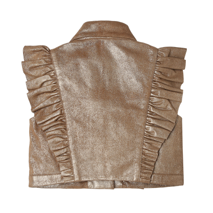 Piep Leather Gilet | Rose Brown Metallic