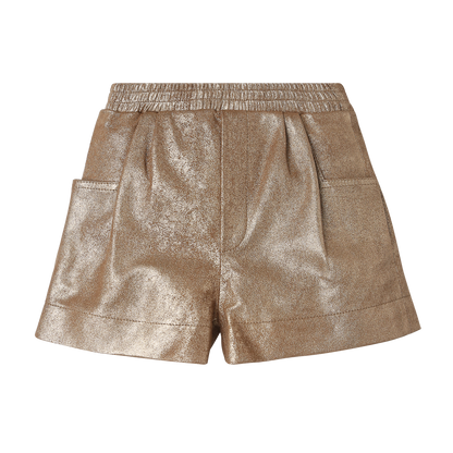 Ronie Leather Shorts | Rose Brown Metallic