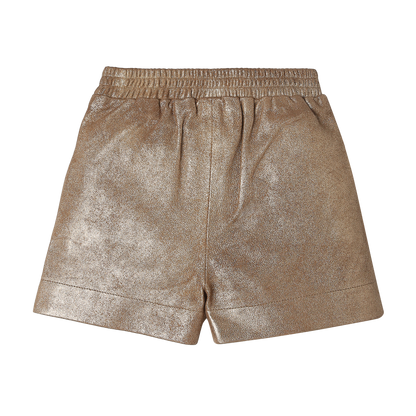 Ronie Leather Shorts | Rose Brown Metallic