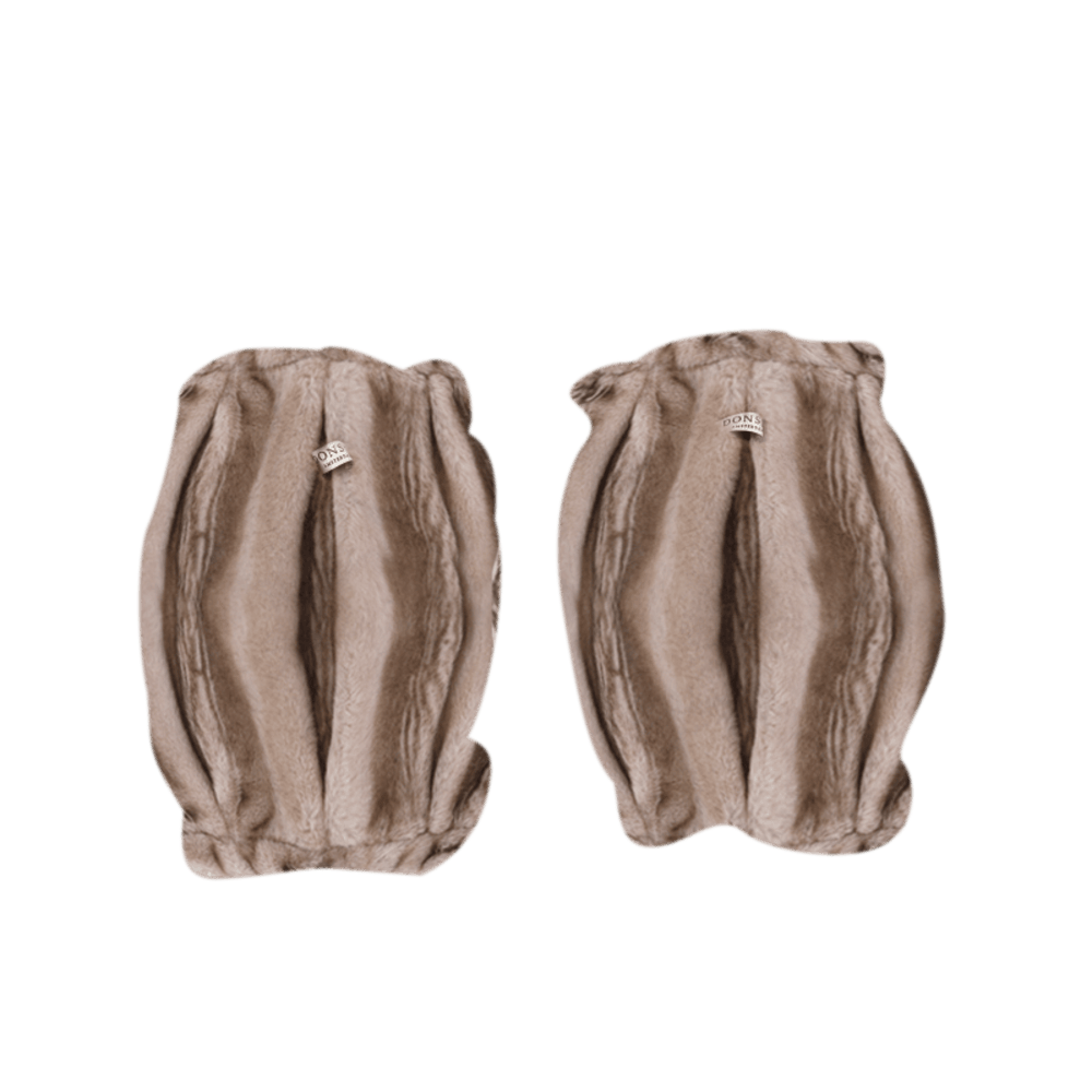 Widya Leg Warmers | Soft Taupe Striped Teddy
