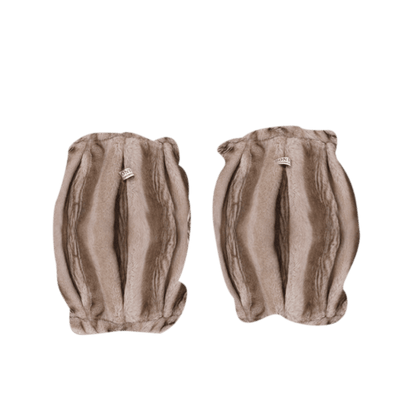 Widya Leg Warmers | Soft Taupe Striped Teddy