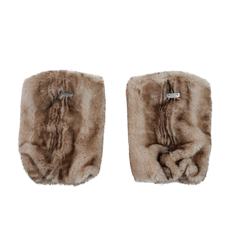 Widya Leg Warmers | Soft Taupe Striped Teddy