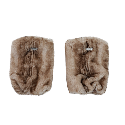 Widya Leg Warmers | Soft Taupe Striped Teddy