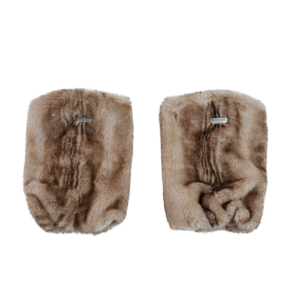 Widya Leg Warmers | Soft Taupe Striped Teddy