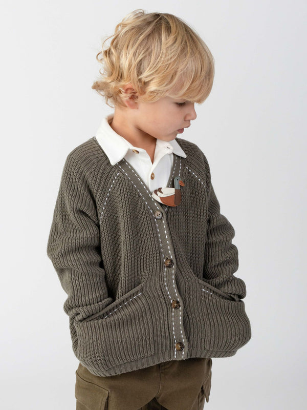 Khalan Cardigan | Stone Green