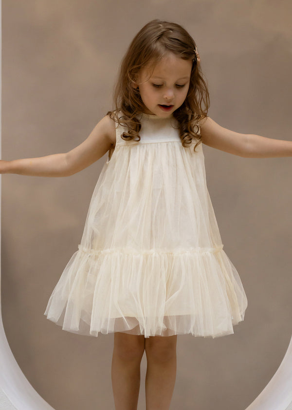 Negina Dress | Warm White Metallic