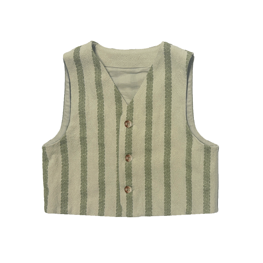 Shortan Gilet | Light Green - Green Striped