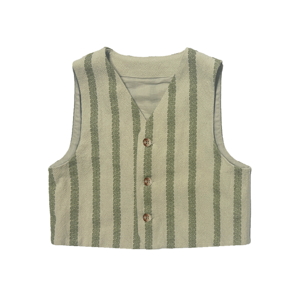 Shortan Gilet | Light Green - Green Striped