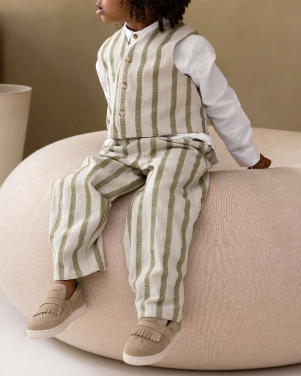 Shortan Gilet | Light Green - Green Striped