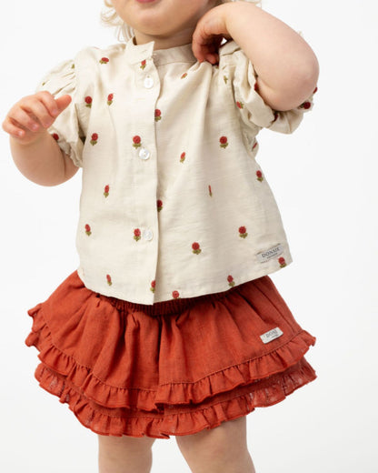 Eliora Blouse | Red Roses | Soft Sand