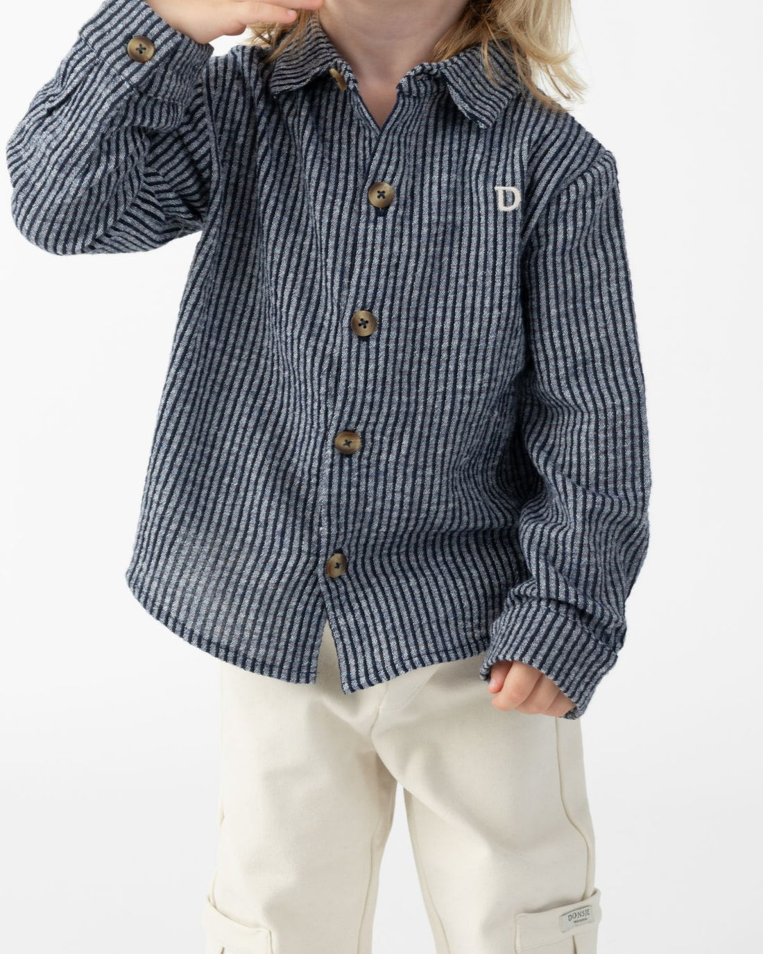Chee Shirt | Navy Blue - White Striped
