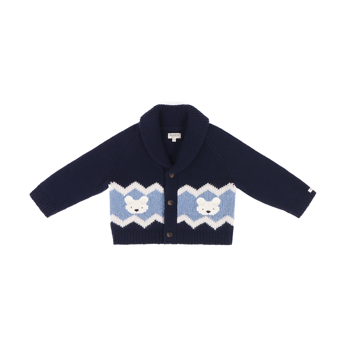 Kwinten Merino Wool Cardigan | Polar Bears | Navy Blue