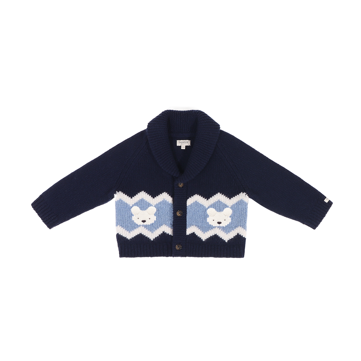 Kwinten Merino Wool Cardigan | Polar Bears | Navy Blue