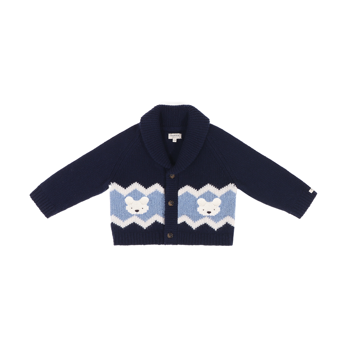 Kwinten Merino Wool Cardigan | Polar Bears | Navy Blue