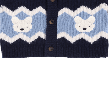 Kwinten Merino Wool Cardigan | Polar Bears | Navy Blue