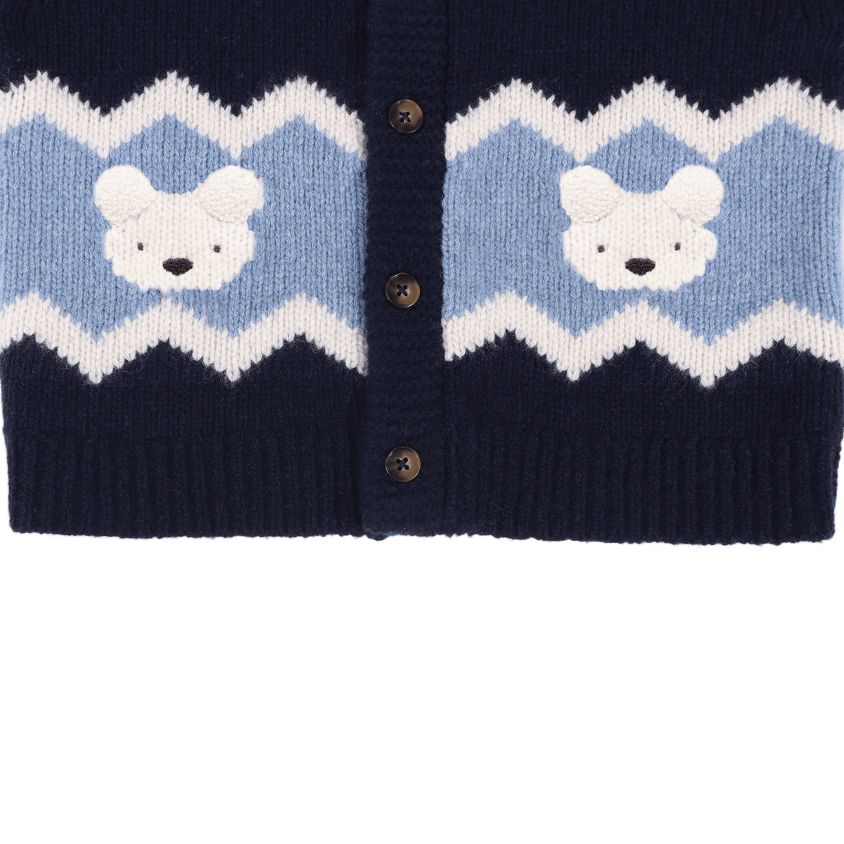 Kwinten Merino Wool Cardigan | Polar Bears | Navy Blue