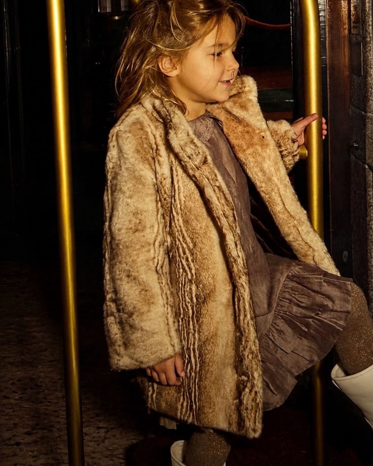 Mila Jacket | Soft Taupe Striped Teddy