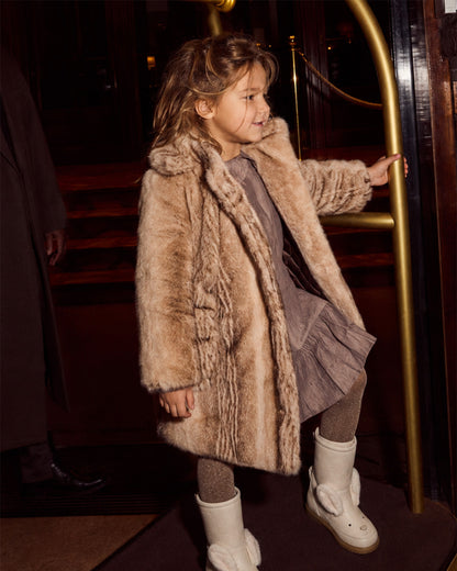 Mila Jacket | Soft Taupe Striped Teddy