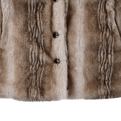 Mila Jacket | Soft Taupe Striped Teddy